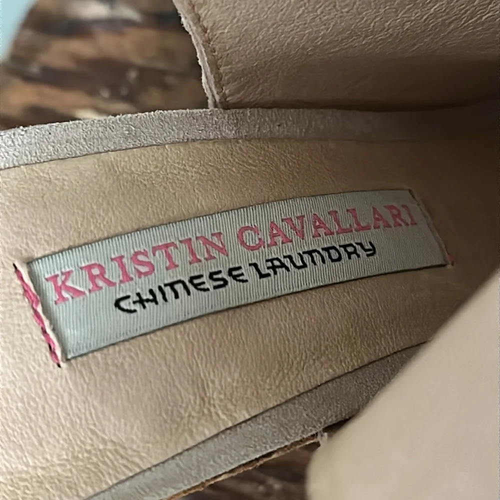 Kristin Cavallari Chinese Laundry Larox Mushroom Grey Suede Leather Wedges